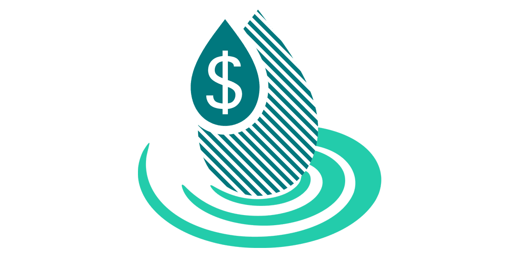 A water drop graphic with a dollar sign icon
