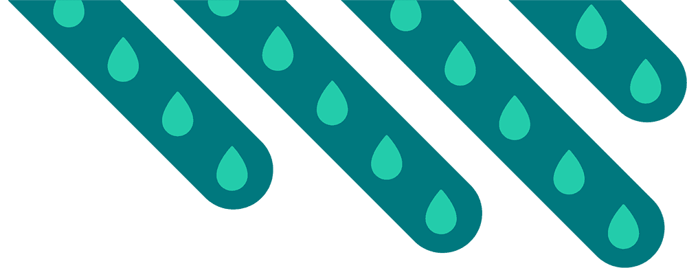 Waterdrops on green diagonal strands graphic